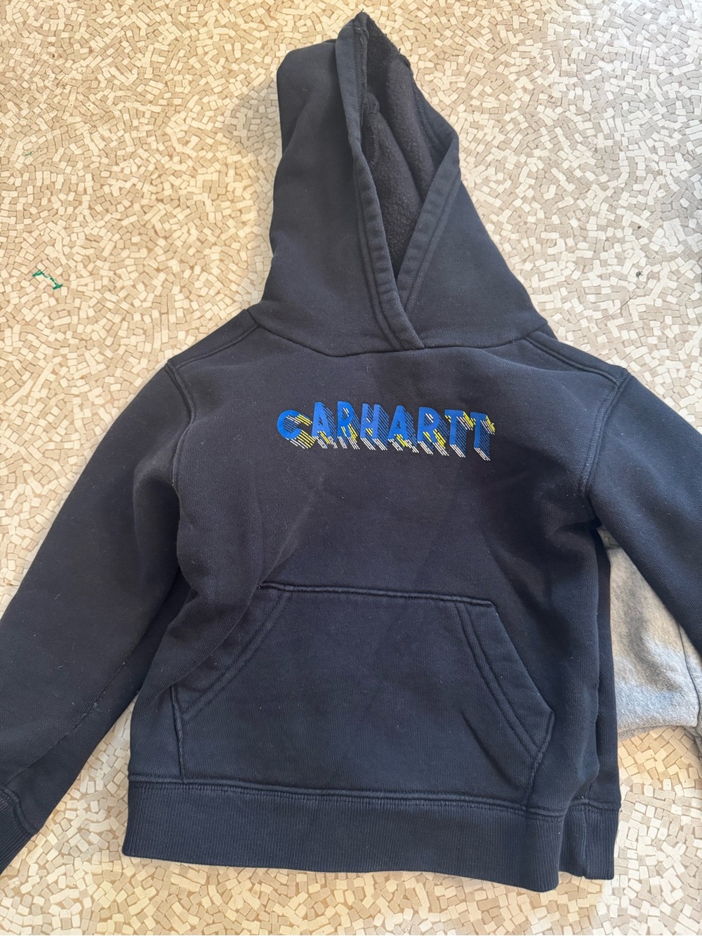 Carhartt Kids Black Hoodie with Blue and Yellow Logo Lot of 2 sweatshirts